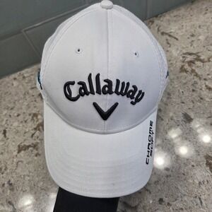 Callaway Chrome Soft Rogue Golf Cap Hat White Black L XL Flex Fit